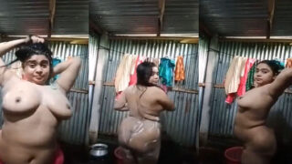 Curvy Indian village Bhabhi nude bath video