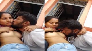 Kannada village girl getting her boobs sucked outdoors