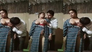 Chubby village Bhabhi getting her boobs sucked by Devar