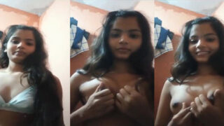 Cute village girl showing her untouched boobs on cam