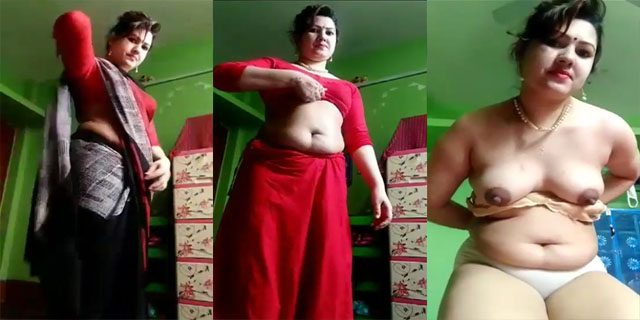 Chubby Bangla village wife striptease nude image