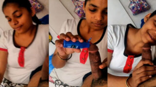 Cute Dehati girl tasting dick of lover