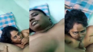 Fatty Bhabhi giving blowjob to neighbor