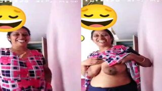 Dehati mature bhabhi showing her boobs on VC