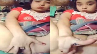 Cute Mizoram village girl fingering her bald pussy