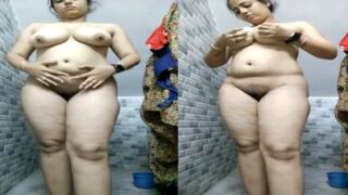 Horny chubby girl full nude show on selfie cam