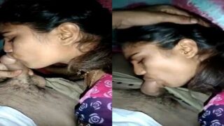 Dehati housewife wife giving blowjob under blanket