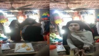 Cute Pakistani girls enjoyed by shop owner