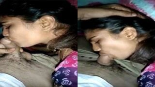 Village Bhabhi giving blowjob to hubby at night