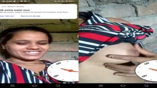 Village girl boobs show to lover on video call