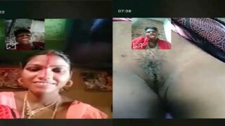 Dehati wife showing pussy to young husband on video call