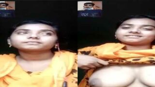 Cute Dehati college girl showing boobs on video call