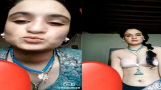 Cute village Bhabhi boobs show on video call