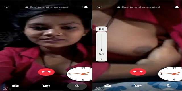 Village girl boobs show on Whatsapp video call