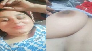 Muslim housewife showing her milky boobs