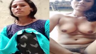 Bengali girl outdoor nude selfie before bath