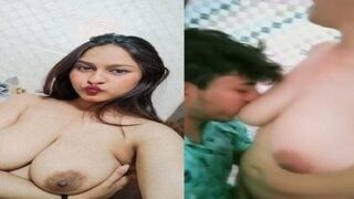 Indian girlfriend big boobs sex teasing lover