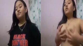 Nepali nude village girl pressing her boobs