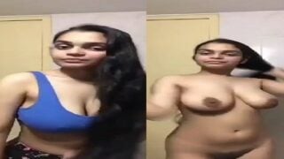 NRI with big boobs in a naked selfie video