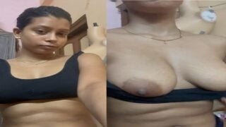 Desi girl boobs showing nude selfie video MMS
