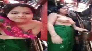Desi village girl hot nude show before bath
