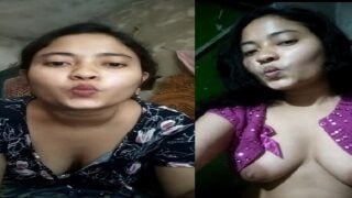 Indian girlfriend topless boobs show new sex mms