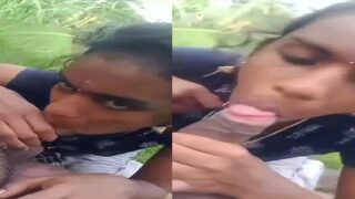 Tamil girl sex mms outdoors with deep blowjob