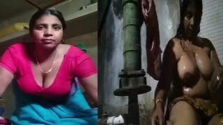 Indian bhabhi big boobs flaunting naked bath