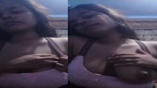 Indian girl topless selfie playing with big boobs
