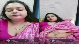 Chubby bhabhi in Tango shows deep cleavage in blouse