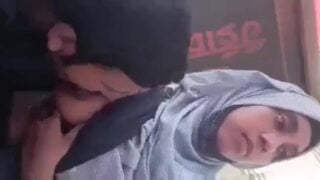 Muslim hijab girl boob sucked in cafe by lusty boyfriend mms